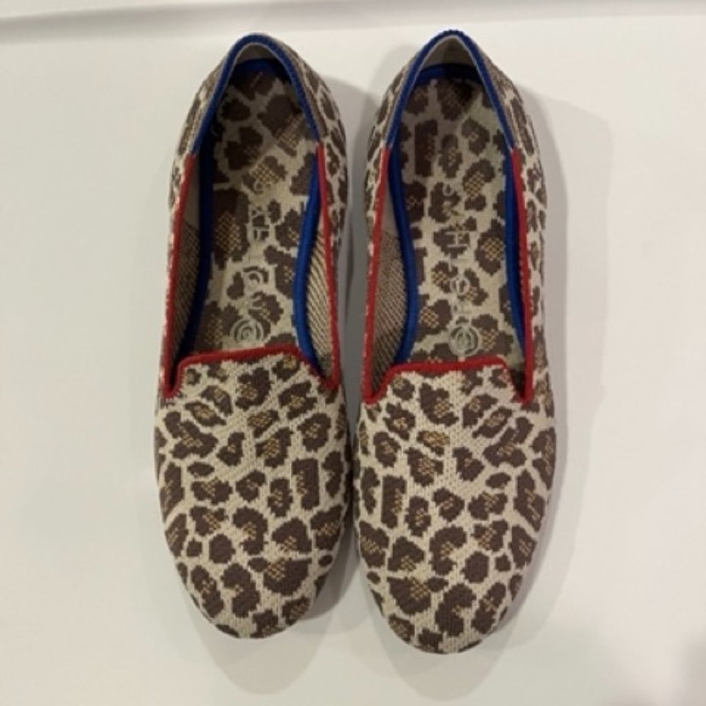 Rothy's Cheetah Print Loafers with Red Trim